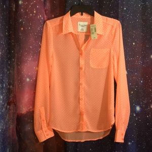 AE Polka Dot Shear Button Down Long Sleeve Shirt